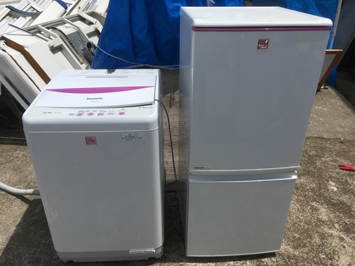 【単身用】冷蔵庫＆洗濯機セット　SJ-V14S-KP 137ℓ 2009年製　Panasonic 全自動洗濯機 4.5kg NA-F45ME6 2010年製