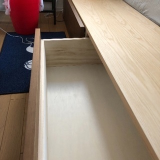 天然木 ダブルベッドフレーム 収納付き 