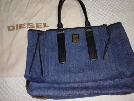 美品】DIESEL(ディーゼル) トートバッグ デニム×レザー ネイビー×黒