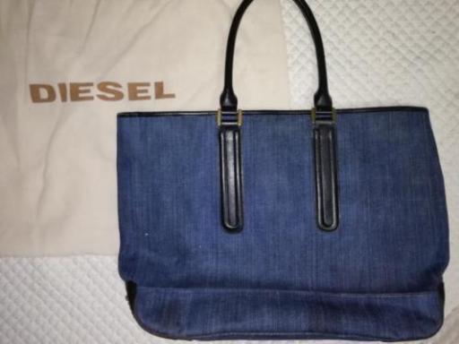 【美品】DIESEL(ディーゼル) トートバッグ デニム×レザー ネイビー×黒