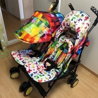 値下げ☆cosattoフラミンゴ柄双子ベビーカー COSATTO 双子ベビーカー