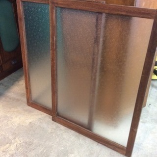 レトロ木製窓 窓枠 ガラス窓 二枚 DIY