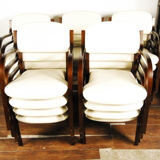 業務用椅子  肘掛け付　チェア　ウッドフレームイス アイボリー　20脚セット　業務用 会館等　アントレ