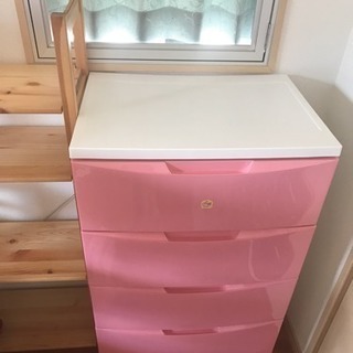 ピンク5段衣装収納ケース/チェスト美品