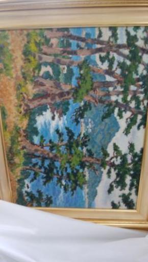 油絵　金華山