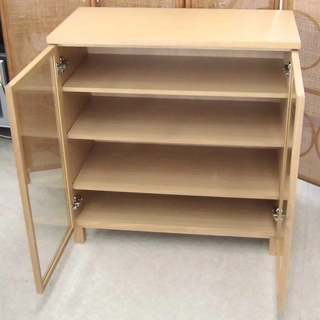無印良品 MUJI オーク材 キャビネット ガラス扉