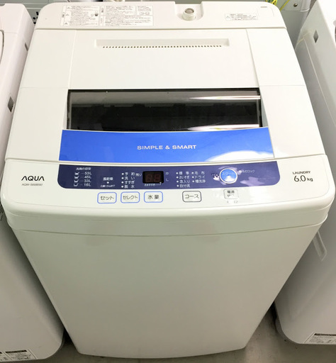 【送料無料・設置無料サービス有り】洗濯機 AQUA AQW-S60B(W)① 中古
