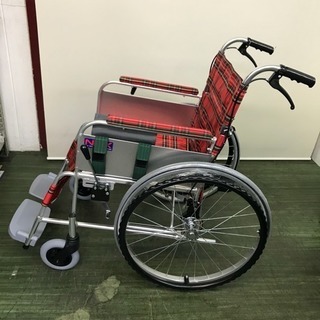 車椅子 自走式 新品 NICK 赤チェック柄