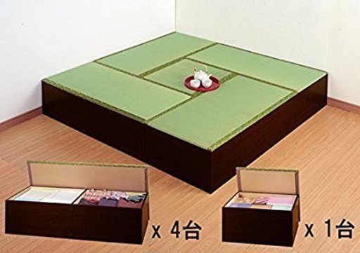 畳ユニット　高床式ユニット畳 【畳収納ボックス】日本製　180x180cm　大4台+小1台のセット