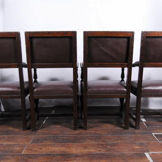 イギリス アンティーク エリザベス期 バルボスレッグ チェア 4脚セット オーク材　ダイニングチェア　アームチェア　洋館　アントレ