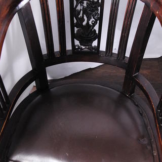 イギリス アンティーク チェア 椅子 チーク材　4脚セット 本革　アームチェア ダイニングチェア　アントレ