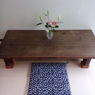 希少価値♪ 昭和 レトロ♪厚さ４cmの二枚板の座卓、テーブル、椅...