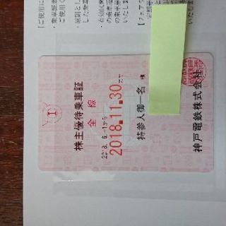 神戸電鉄株主優待乗車証　有効期限H30.11.30