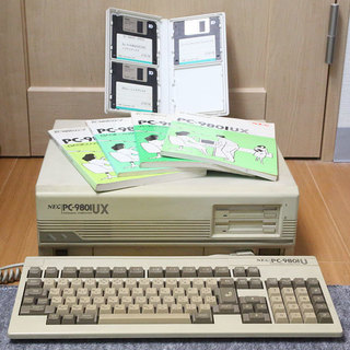 動作可 NEC PC-9801UX 古いパソコン キーボード、取説付き