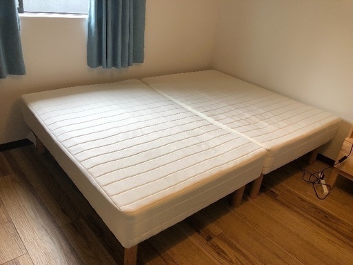 ダブルベッド一式セット（ベッド本体、枕2つ、ベッドパッド、掛け布団、シーツ、ベッドライナー）