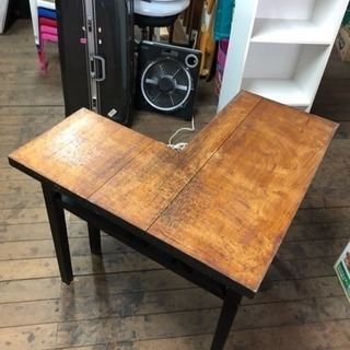 レトロ/アンティーク 昭和30年ごろに小学校で使われていた作業台/机/テーブル L字型 中古品
