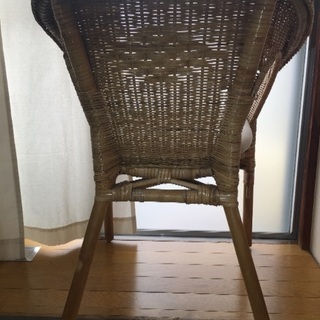 [販売完了(°▽°) ] IKEAラタンチェア 籐椅子クッション付き