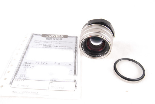 CONTAX　コンタックス Carl Zeiss Planar 45mm F2  レンズ フィルター付　保証書付　アントレ