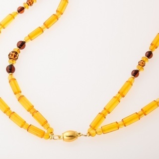 琥珀 2連ネックレス 品番5-849