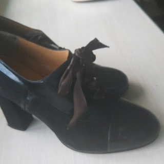 婦人靴、黒裏皮とエナメルコンビパンプス、ハイヒール,無料