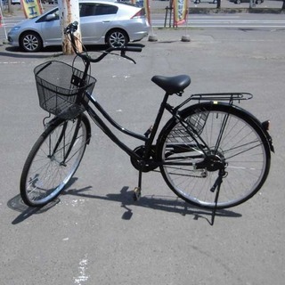 自転車 27インチ 黒 6段変速 鍵 カゴ DCM FERMATA V200812731 ブラック