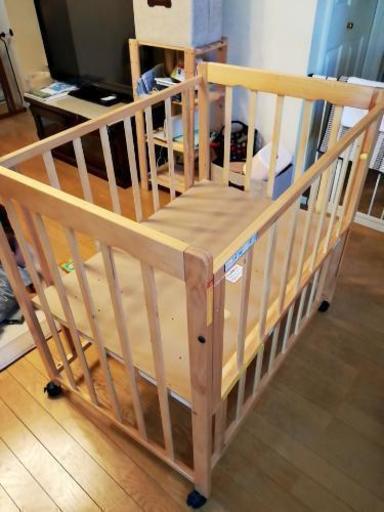 お取引中　ベビーベッド　バンボ☆二点　オークナチュラル色