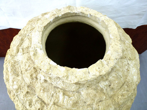 PayPay可 手稲リサイクル オブジェ 壺 置物 ゴツゴツ系 アイボリー