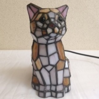ステンドグラスランプ　猫