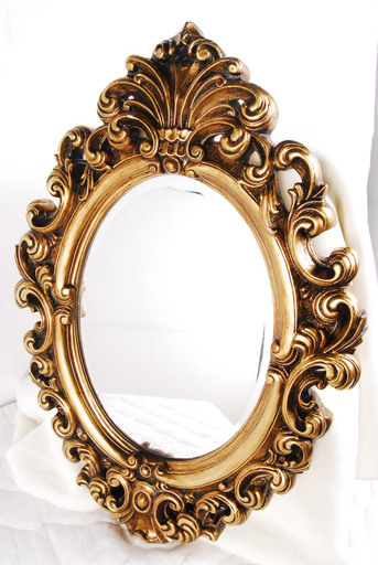 イタリア製 ゴールド ロココ調 ミラー 鏡　木製　壁掛け式　アントレ