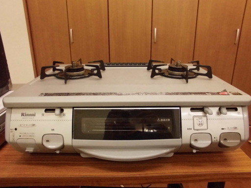 リンナイ フラットトップガスコンロ ガステーブル RTS-660GFTS-R 都市ガス用 グレー系（灰色系）色 中古品 JM587)【取りに来られる方限定】
