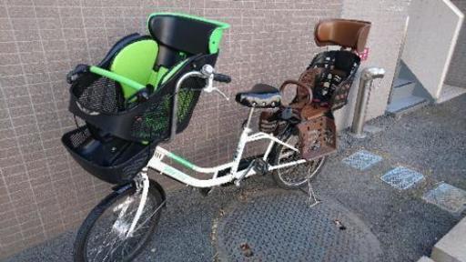▲取引中▲3人乗り子供前乗せ自転車。アサヒサイクル、シルバーリング、ベルメーレミニ白、合鍵あり。