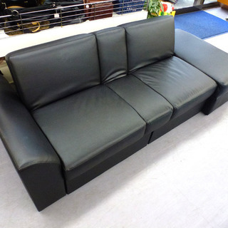 IKEA 2人掛けソファ KIVIK 幅186 合皮 ブラック 家具 B059