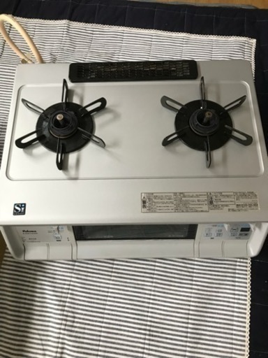 パロマ ガステーブル クリーニング済 ゴムホース付き（50cm）水なし 両面焼グリル 左強火力 都市ガス Paloma 型番 PA-340WFA-L