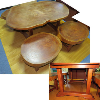 天然木 テーブル １点　椅子 ４点　テーブル 幅１３３ｃｍ　奥行...