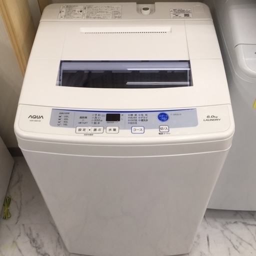 AQUA アクア 6ｋ 洗濯機 AQW-S60E 2017年 L049