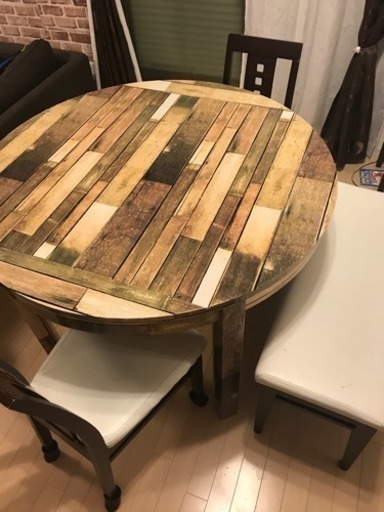 Ikea 円卓 リメイク 椅子 セット レオン 妙法寺のダイニングセットの中古あげます 譲ります ジモティーで不用品の処分