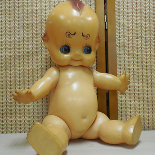 特大キューピー人形 フィギュア 54cm 緑羽根 日本製 変な眉毛 レトロ　南12条店