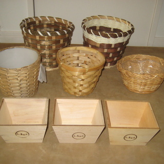 鉢カバー　4つ＆小さな木箱３つ