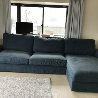 IKEA 4人掛けソファ　ダークブルー