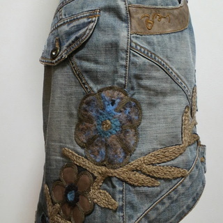 美品✨ ブレイスティーブアラン ヴィンテージ レザーデザイン 変形デニムスカート 刺繍