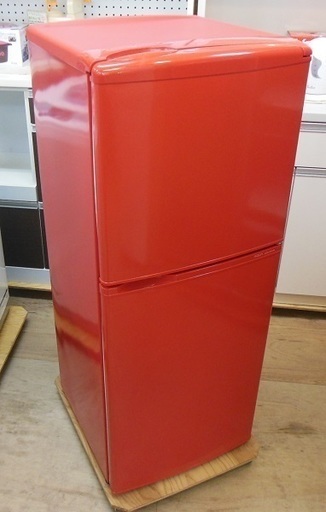 【販売終了しました。ありがとうございます。】　AQUA　2ドア　冷凍冷蔵庫　AQR-FK14B　2013年製　レッド　中古品