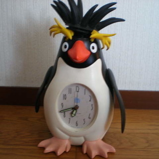 音声付き目覚まし時計　イワトビペンギン　上部剥がれあり
