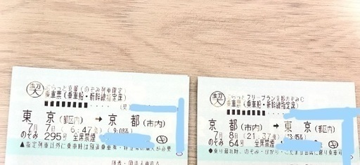【新幹線チケット 譲渡】東京 京都 往復チケット