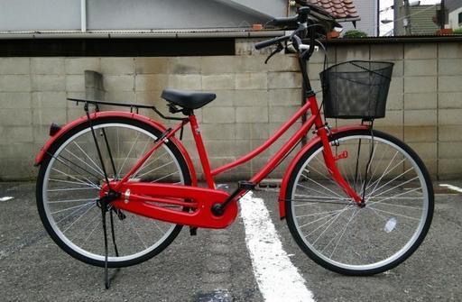 自転車　ママチャリ　ジャンク扱い　赤色