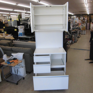 収納家具 ニトリ　食器棚　レンジボード　キッチン収納　白　札幌　西区　西野