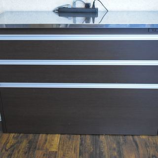 キッチンボード横型（スチール天板）ダークブラウン