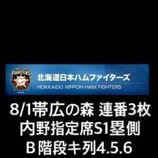 3枚連番 8/1日本ハムファイターズ × 千葉ロッテマリーンズ戦 定価です