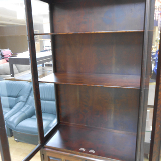 北海道民芸家具 飾り棚 キャビネット 書棚 本棚 三方ガラス 樺材 清田区