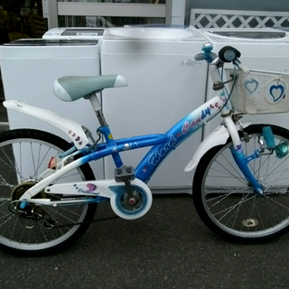 札幌市 ２２インチ６段変速 子供用自転車 白/青 ブルー 