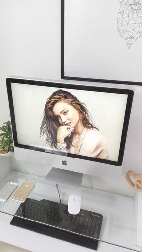 Apple　iMac⑦　大容量320G！　core2　2.8GHzでとても高速♪　高性能　美品　デスクトップ一体型　24インチ特大液晶　NVIDIA　X El Capitan10.11.6　Webカメラ　マイク内蔵　キーボード＆薄型ワイヤレスマウス付き　無線LAN　Wi-Fi対応 　DVDドライブ Apple iMac⑦ 大容量320G！ core2 2.8GHzでとても高速♪ 高性能 美品